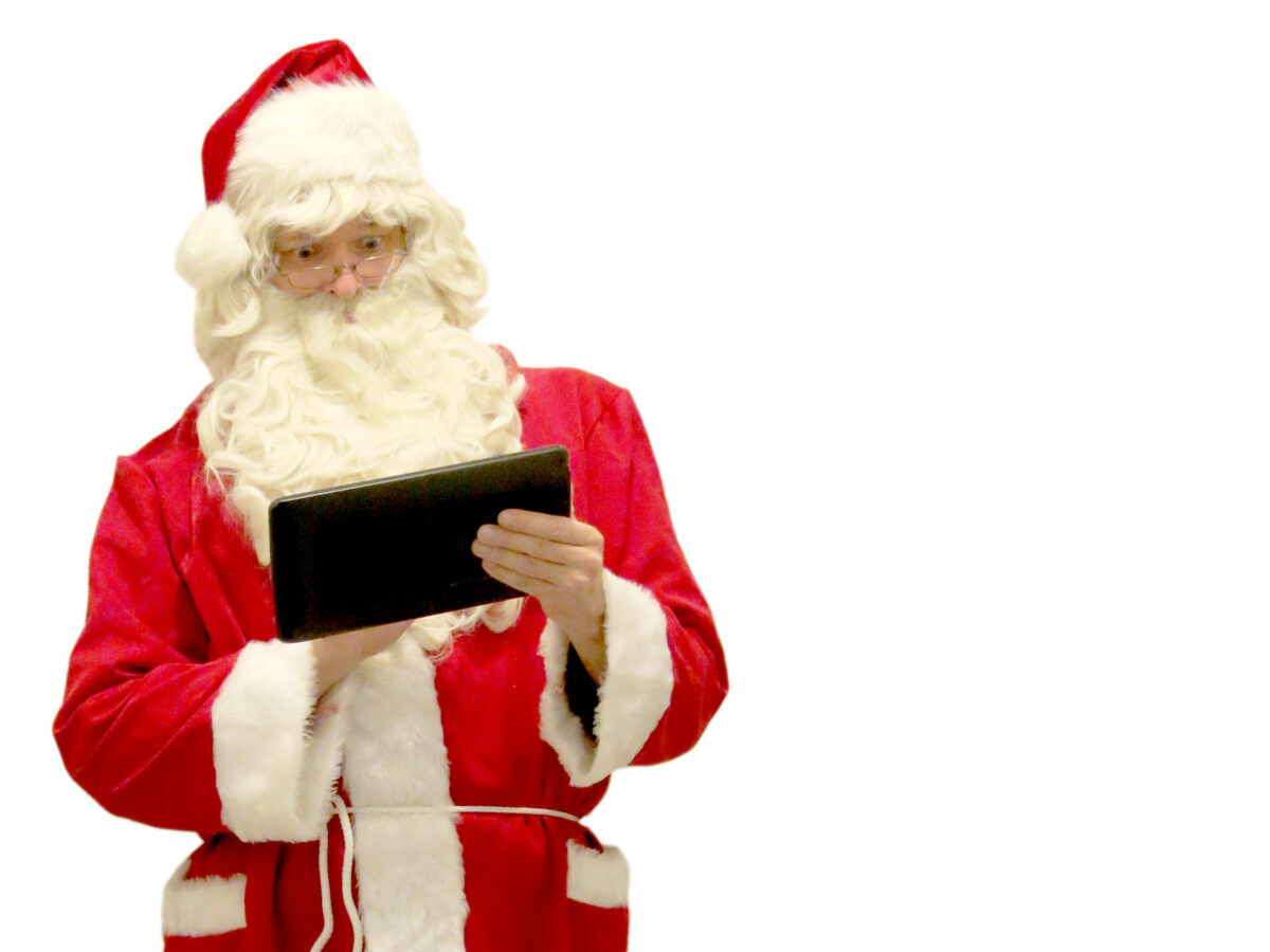 santa claus using tablet